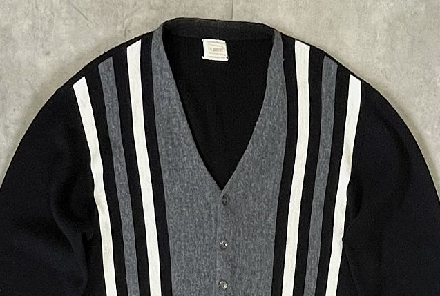 画像: 60'S BRENT アクリル カーディガン ブラック/グレー＆ホワイト (VINTAGE) 