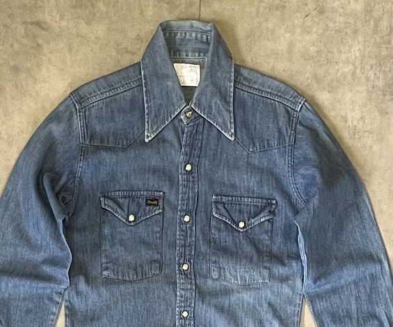 画像: 70'S WRANGLER "27MW" 白タグ デニム ウエスタンシャツ インディゴ USA製 (VINTAGE)