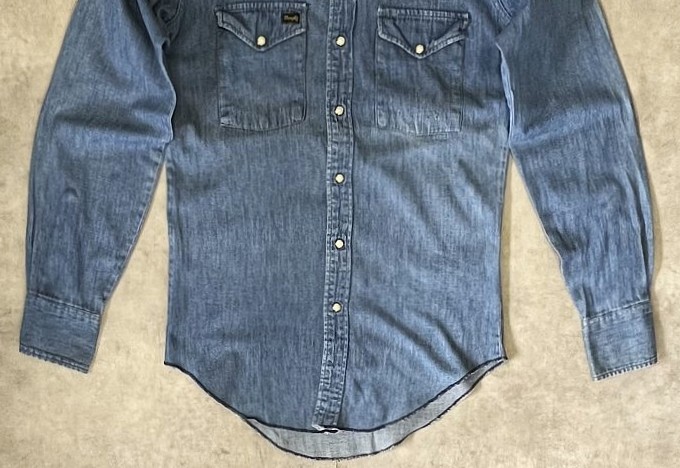 画像: 70'S WRANGLER "27MW" 白タグ デニム ウエスタンシャツ インディゴ USA製 (VINTAGE)