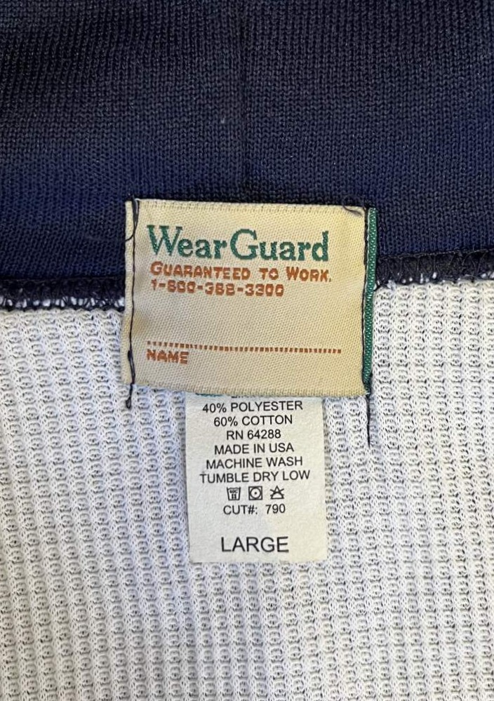 画像2: 90'S WEAR GUARD 裏地サーマル フルジップ ダブルフェイス スウェットパーカー ネイビー YKKアルミジップ USA製 (DEADSTOCK)