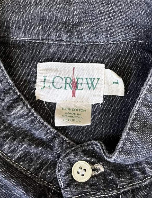 画像2: 90'S J.CREW 旧タグ ブラックシャンブレー バンドカラーシャツ ブラック (VINTAGE)