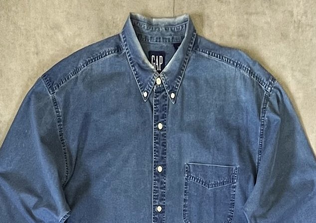画像: 90'S GAP 旧タグ コットン BDシャツ インディゴ (VINTAGE)