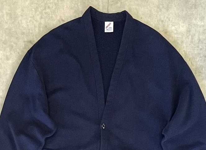 画像: 80'S JERZEES スウェット カーディガン 無地 ネイビー USA製 (VINTAGE)