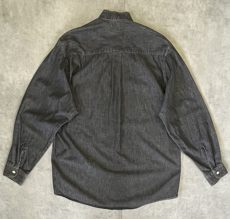 画像3: 90'S J.CREW 旧タグ ブラックシャンブレー バンドカラーシャツ ブラック (VINTAGE)