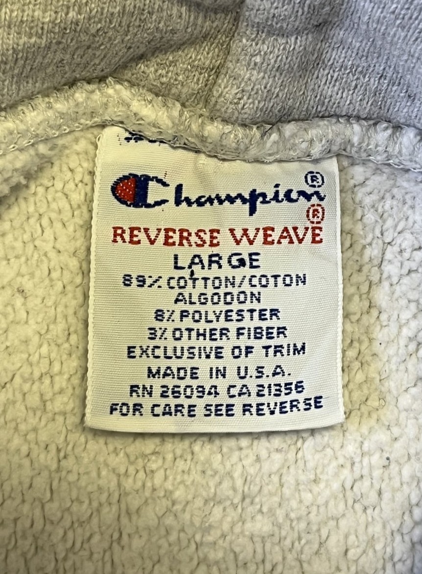 画像2: 90'S CHAMPION "VIRGINIA TECH" 刺繍タグ リバースウィーブ パーカー ヘザーグレー USA製 (VINTAGE)