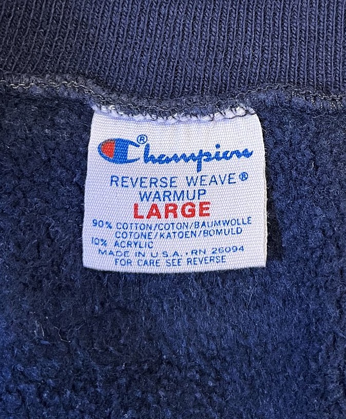 画像2: 80'S CHAMPION "FIRSTSEA BANK" トリコタグ リバースウィーブ ネイビー USA製 (VINTAGE)