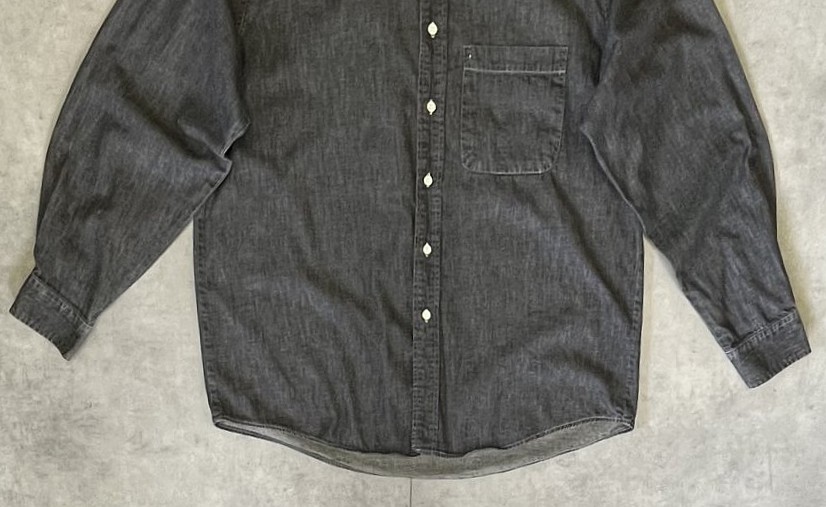 画像: 90'S J.CREW 旧タグ ブラックシャンブレー バンドカラーシャツ ブラック (VINTAGE)