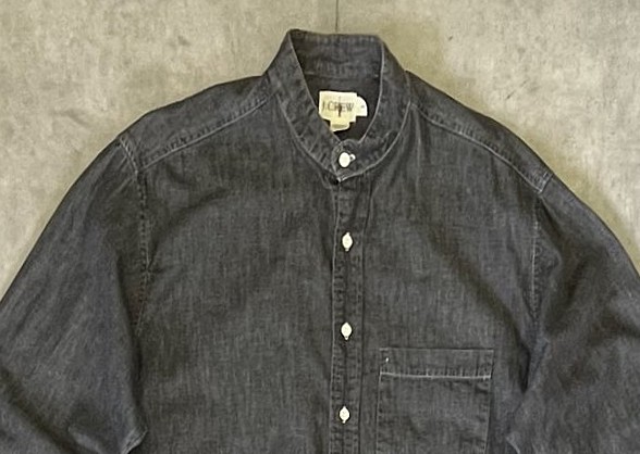画像: 90'S J.CREW 旧タグ ブラックシャンブレー バンドカラーシャツ ブラック (VINTAGE)