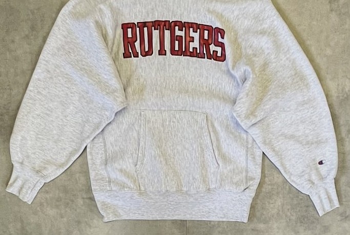 画像: 90'S CHAMPION "RUTGERS" 刺繍タグ リバースウィーブ パーカー ヘザーグレー USA製 (VINTAGE)