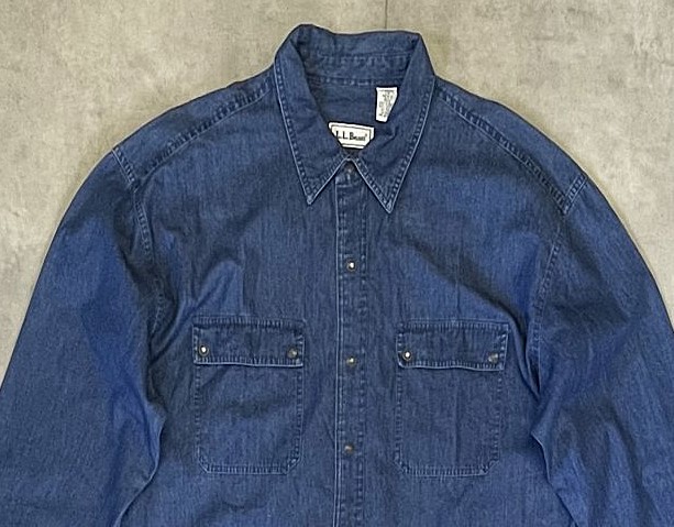 画像: 90'S LL Bean スナップボタン デニムシャツ インディゴ (VINTAGE)
