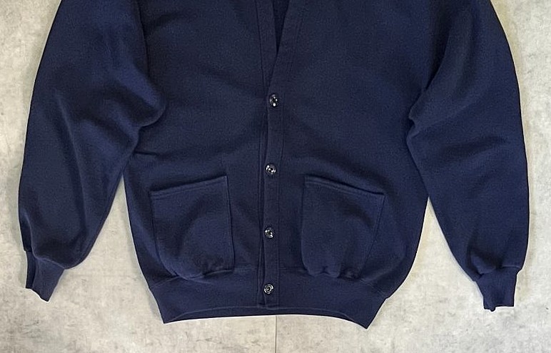 画像: 80'S JERZEES スウェット カーディガン 無地 ネイビー USA製 (VINTAGE)
