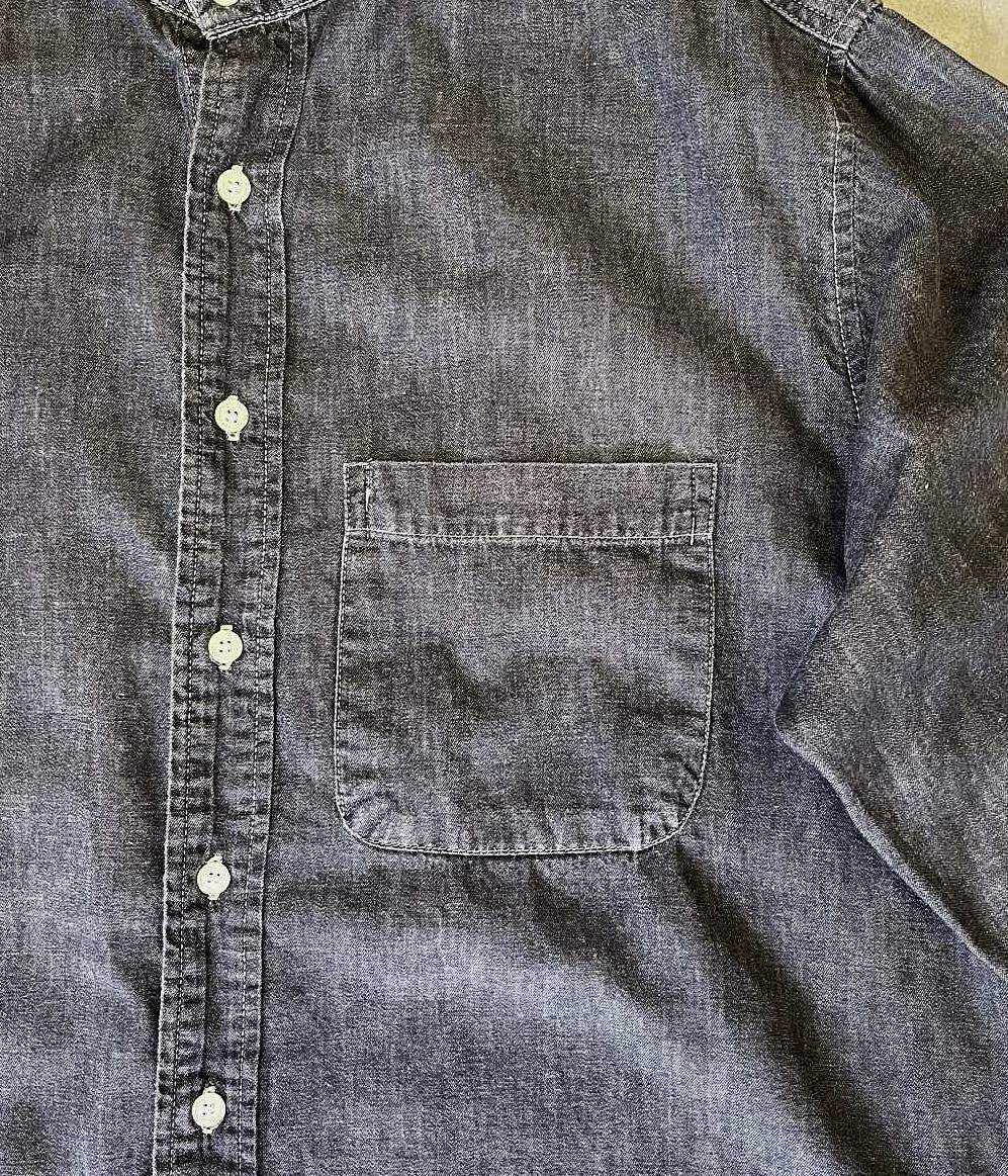 画像: 90'S J.CREW 旧タグ ブラックシャンブレー バンドカラーシャツ ブラック (VINTAGE)