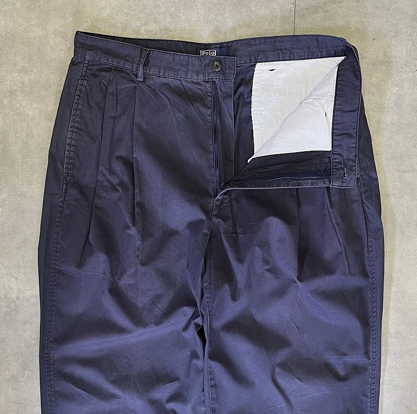 画像: 90'S RALPH LAUREN "THE CLASSIC GOLF PANT" ツープリーツ チノパンツ ネイビー (VINTAGE)