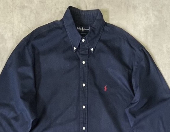 画像: 90'S RALPH LAUREN ツイル BDシャツ ネイビー (VINTAGE)