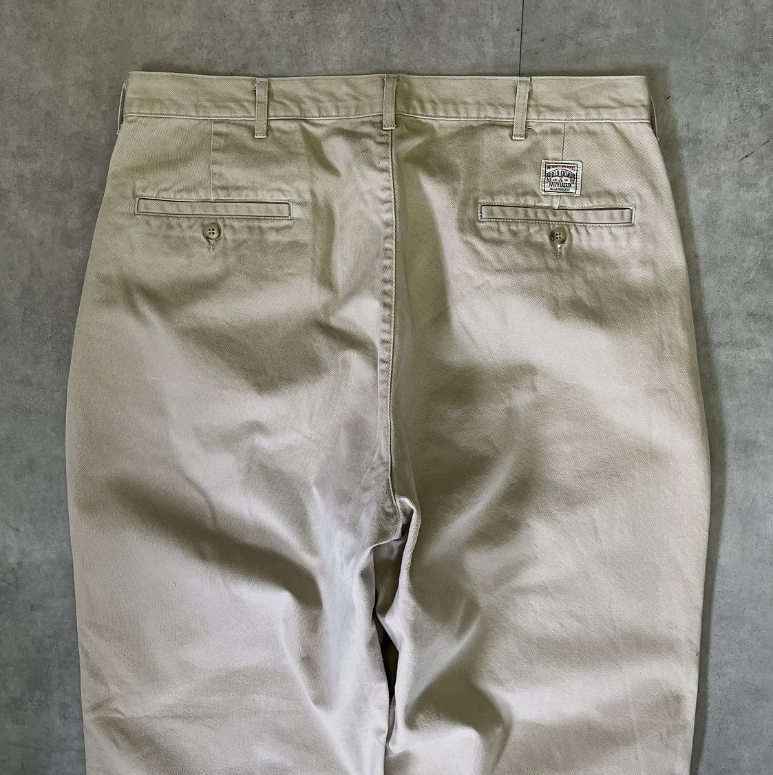 画像: 90'S RALPH LAUREN "ボックスロゴ" ツープリーツ チノパンツ ベージュ USA製 (VINTAGE)
