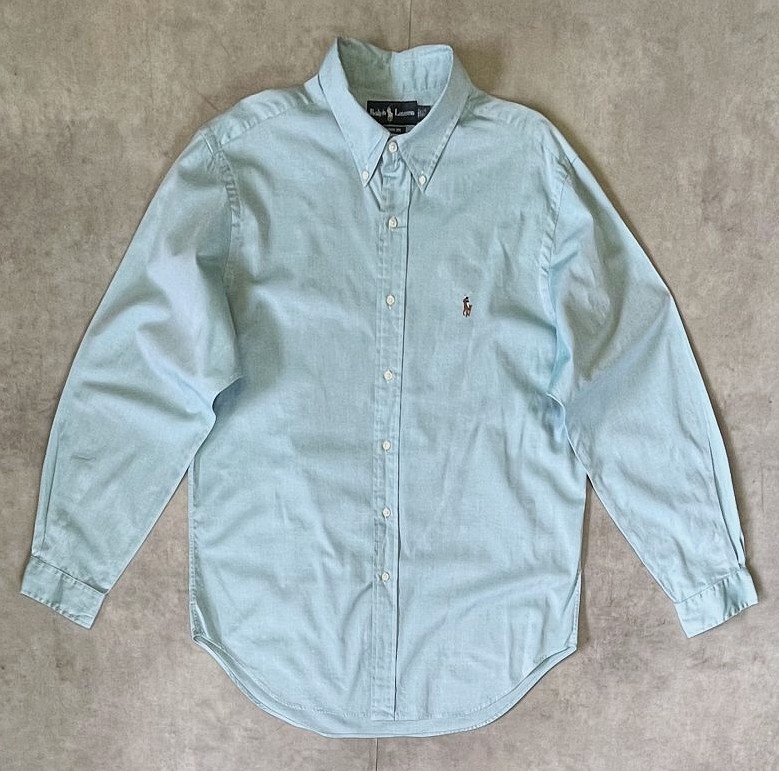 画像1: 90'S RALPH LAUREN "CLASSIC FIT" オックスフォード BDシャツ ミントグリーン (VINTAGE)