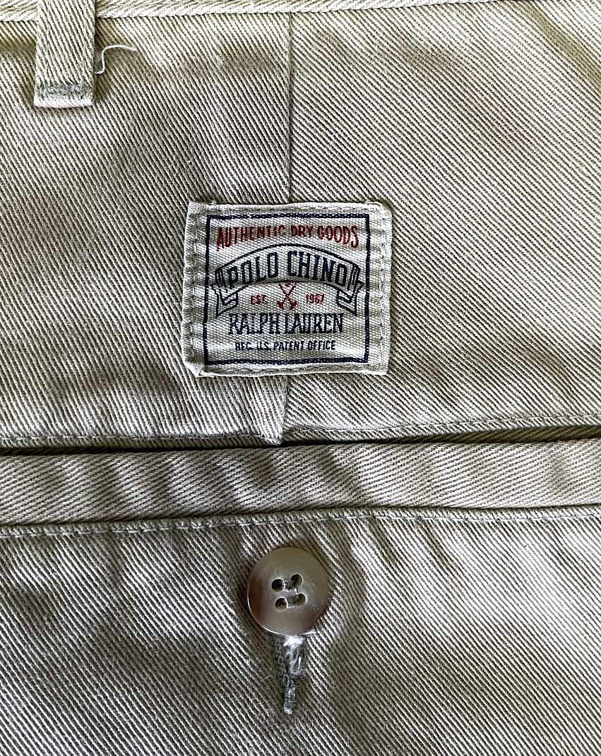 画像4: 90'S RALPH LAUREN "ボックスロゴ" ツープリーツ チノパンツ ベージュ USA製 (VINTAGE)
