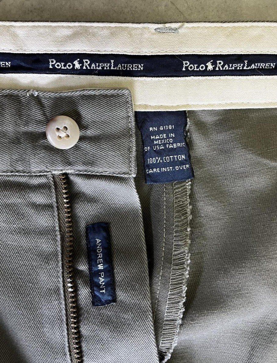 画像2: 90'S RALPH LAUREN "ANDREW PANT" ツープリーツ チノパンツ カーキ (VINTAGE)
