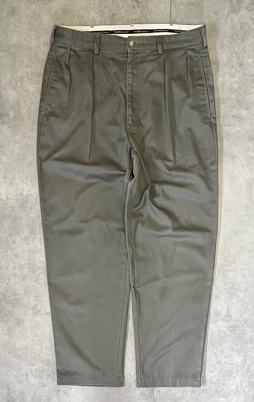 画像1: 90'S RALPH LAUREN "ANDREW PANT" ツープリーツ チノパンツ カーキ (VINTAGE)