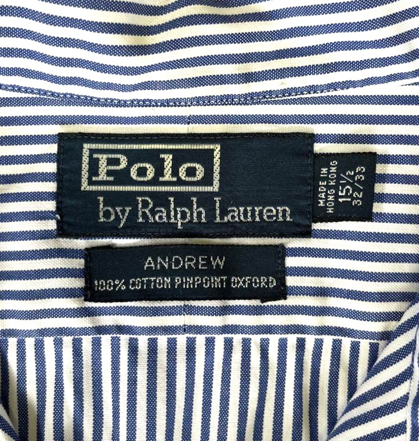 画像2: 90'S RALPH LAUREN "ANDREW" ピンオックス レギュラーカラーシャツ ストライプ (VINTAGE)