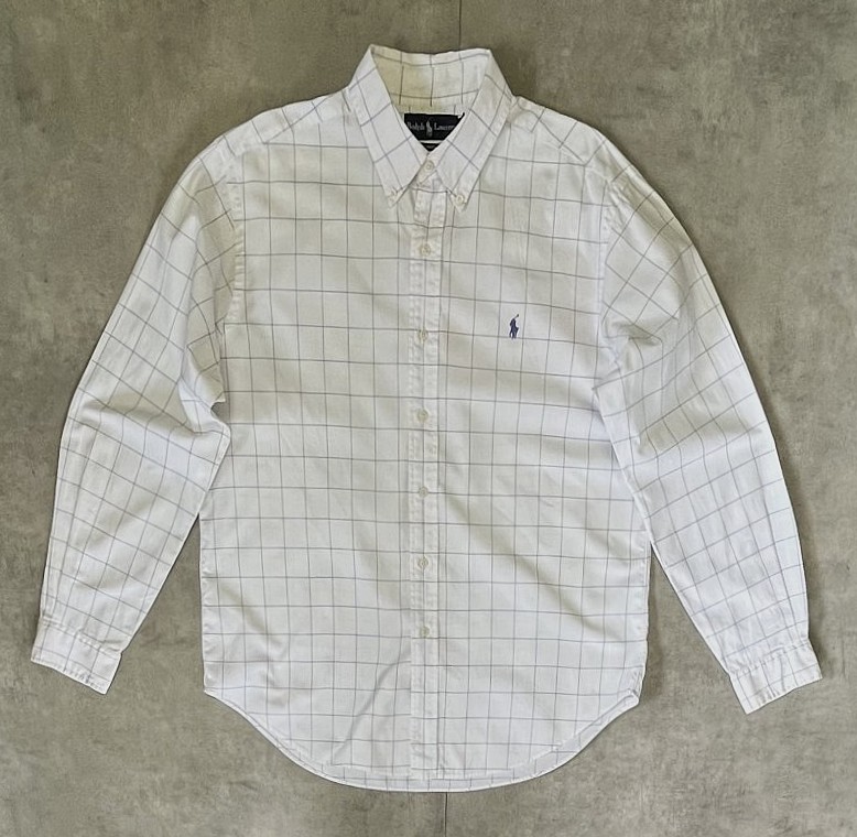 画像1: 90'S RALPH LAUREN "CLASSIC FIT" ピンオックス BDシャツ グラフチェック (VINTAGE)