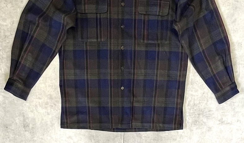 画像: 90'S RALPH LAUREN ウール オープンカラーシャツ チェック柄 USA製 (VINTAGE)