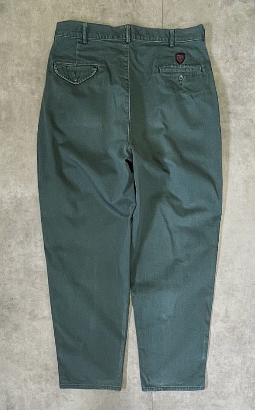 画像3: 90'S RALPH LAUREN "クレストロゴ" ツープリーツ チノパンツ グリーン USA製 (VINTAGE)