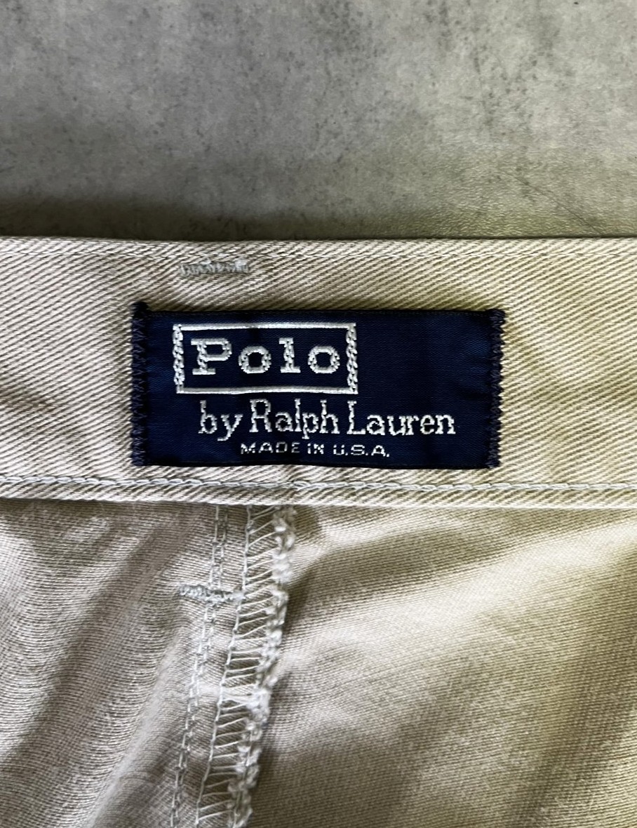 画像2: 90'S RALPH LAUREN "ボックスロゴ" ツープリーツ チノパンツ ベージュ USA製 (VINTAGE)