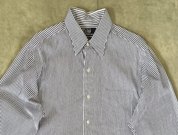 画像: 90'S RALPH LAUREN "ANDREW" ピンオックス レギュラーカラーシャツ ストライプ (VINTAGE)