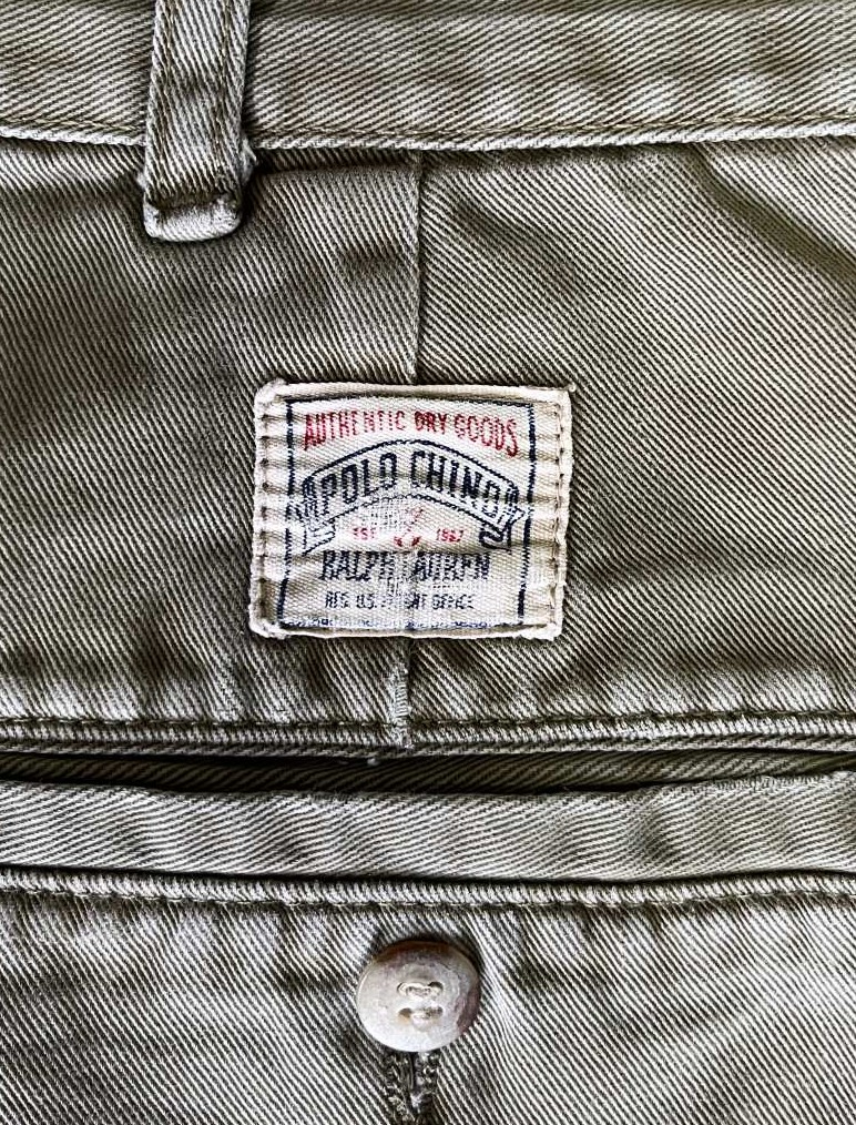 画像4: 90'S RALPH LAUREN "ボックスロゴ" ツープリーツ チノパンツ オリーブ USA製 (VINTAGE)