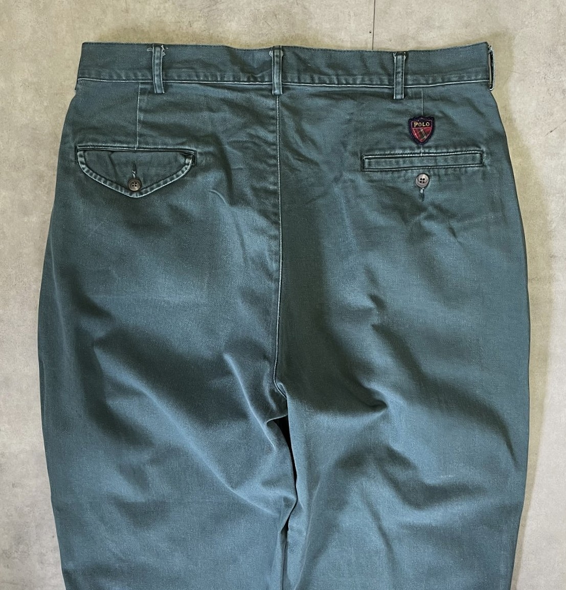 画像: 90'S RALPH LAUREN "クレストロゴ" ツープリーツ チノパンツ グリーン USA製 (VINTAGE)