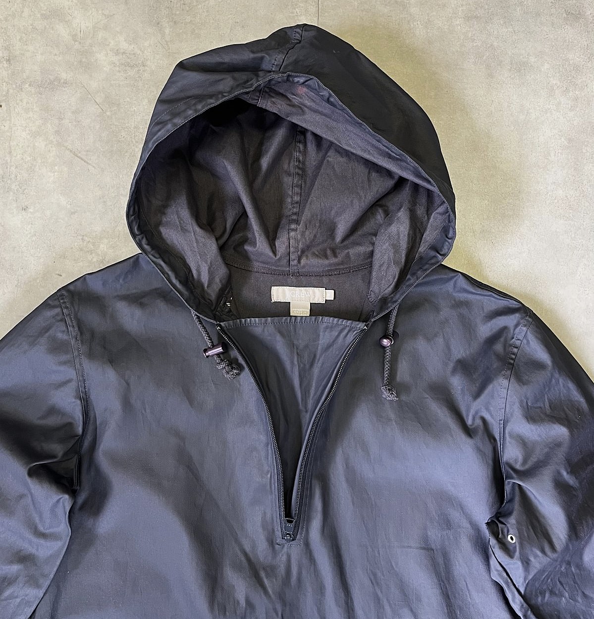 画像: 00'S J.CREW 旧タグ コーティングコットン デッキパーカー ブラック (VINTAGE)