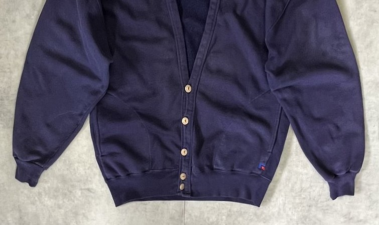 画像: 80'S LL Bean by RUSSELL ATHLETIC スウェットカーディガン ナス紺 USA製 (VINTAGE)