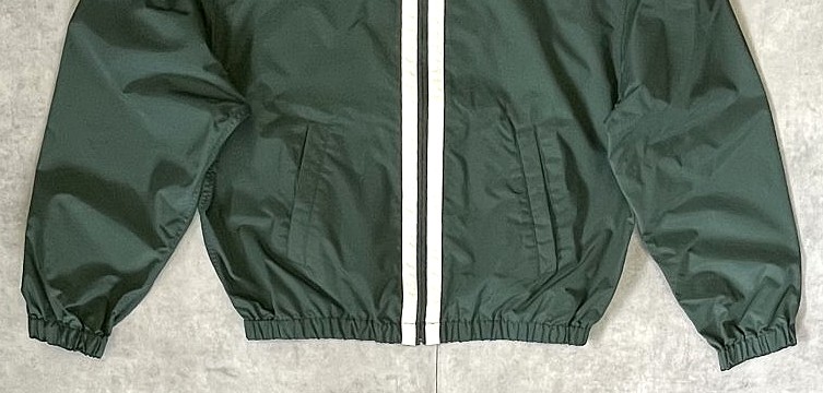 画像: 90'S J.CREW 旧タグ スタンドカラー ナイロン ライダースジャケット グリーン/ホワイトライン (VINTAGE)