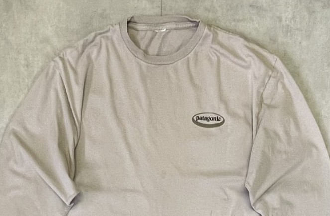 画像: 90'S PATAGONIA "BENEFICIAL T'S" オーバルロゴ バックプリント 長袖 Tシャツ ベージュ (VINTAGE)