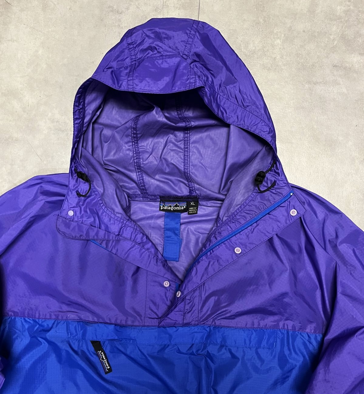 画像: 90'S PATAGONIA 旧タグ "FEATHER WEIGHT SHELL PULLOVER" リップストップ アノラック パープル/ブルー (VINTAGE)