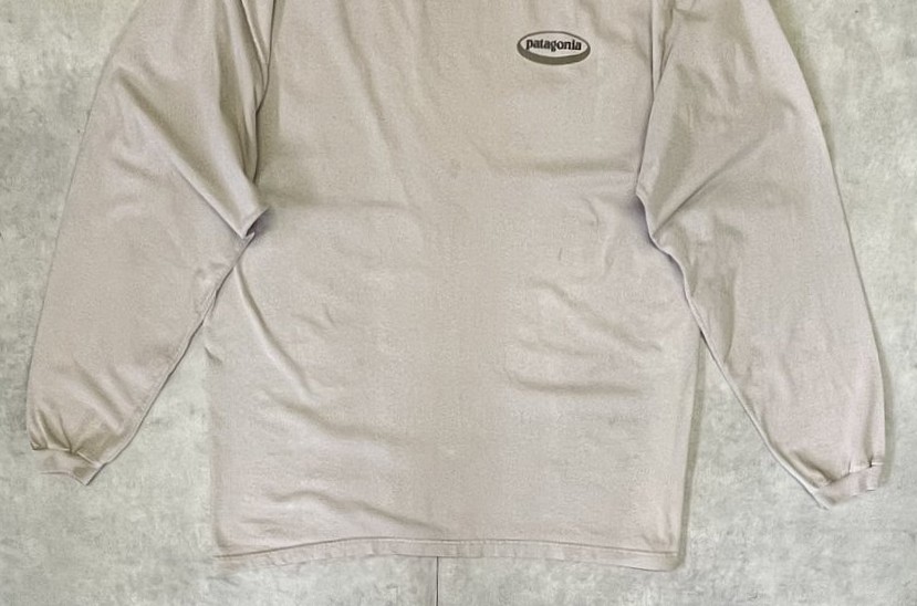 画像: 90'S PATAGONIA "BENEFICIAL T'S" オーバルロゴ バックプリント 長袖 Tシャツ ベージュ (VINTAGE)