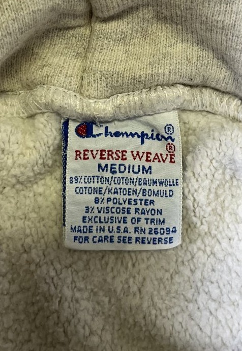 画像2: 90'S CHAMPION 刺繍タグ リバースウィーブ リブライン入り パーカー アッシュグレー USA製 (VINTAGE)