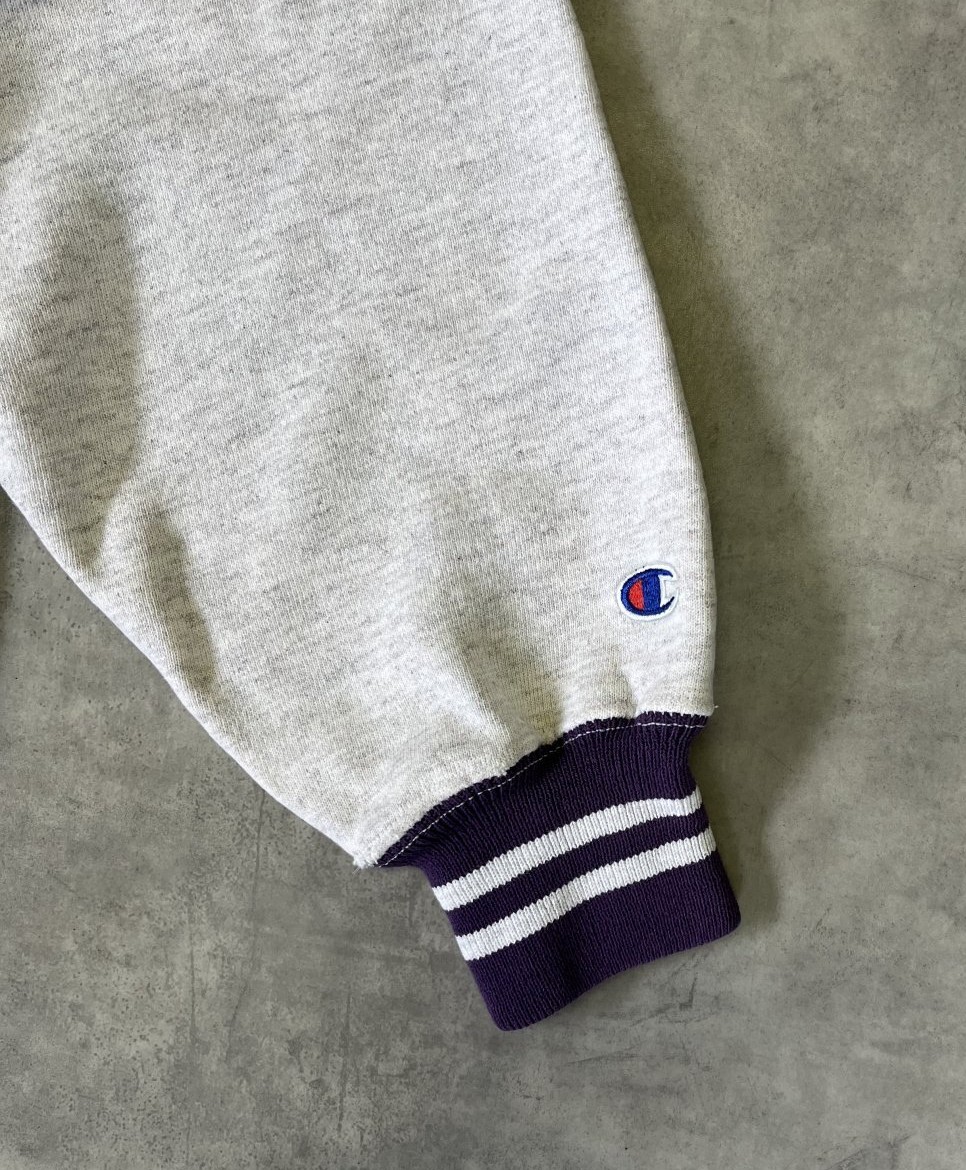 画像3: 90'S CHAMPION 刺繍タグ リバースウィーブ リブライン入り パーカー アッシュグレー USA製 (VINTAGE)
