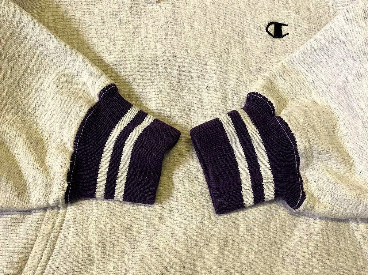 画像: 90'S CHAMPION 刺繍タグ リバースウィーブ リブライン入り パーカー アッシュグレー USA製 (VINTAGE)