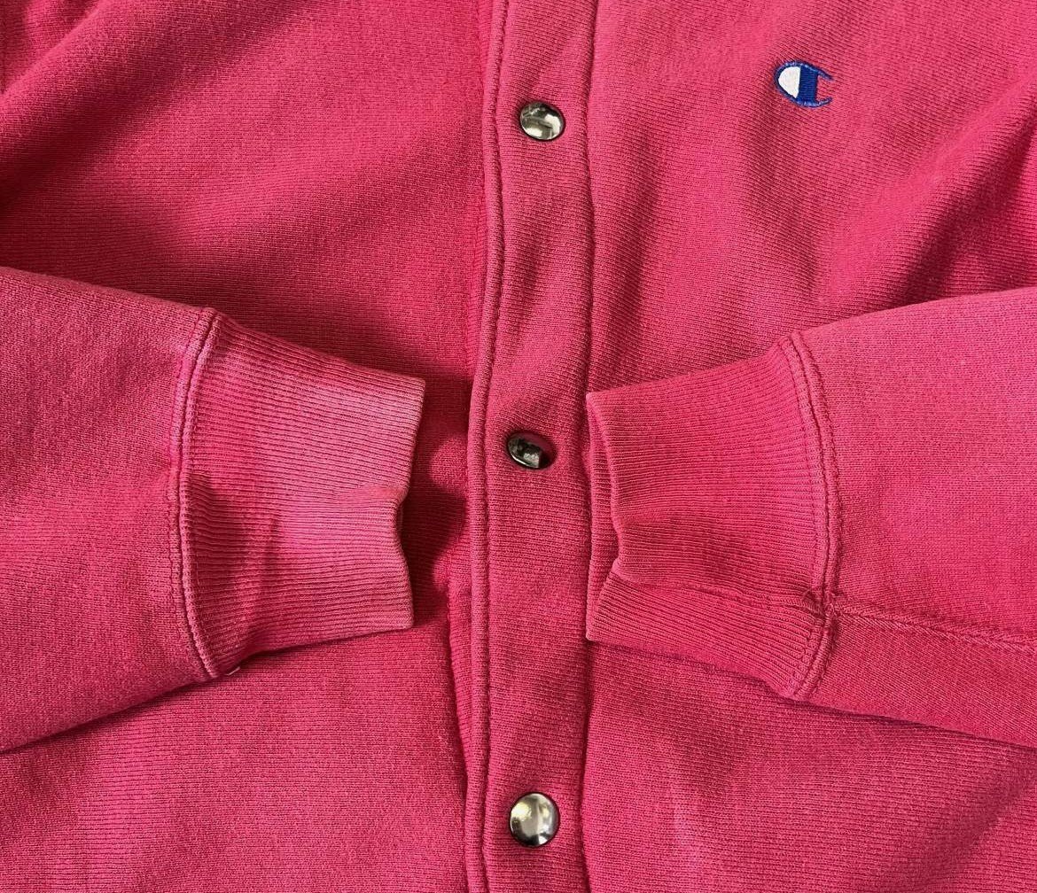 画像: 90'S CHAMPION 刺繍タグ リバースウィーブ スナップボタン カーディガン フェードレッド USA製 (VINTAGE)