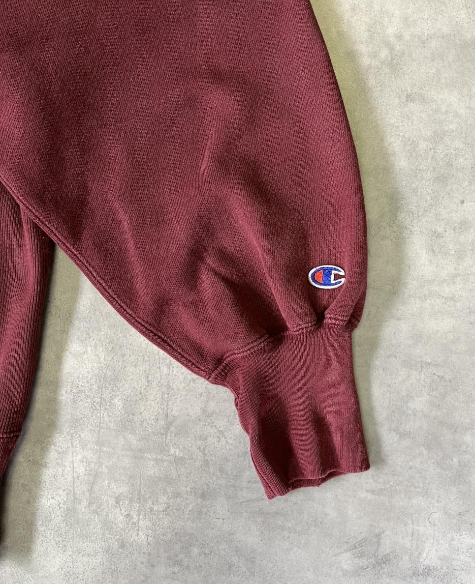 画像3: 90'S CHAMPION 刺繍タグ リバースウィーブ パーカー バーガンディ USA製 (VINTAGE)