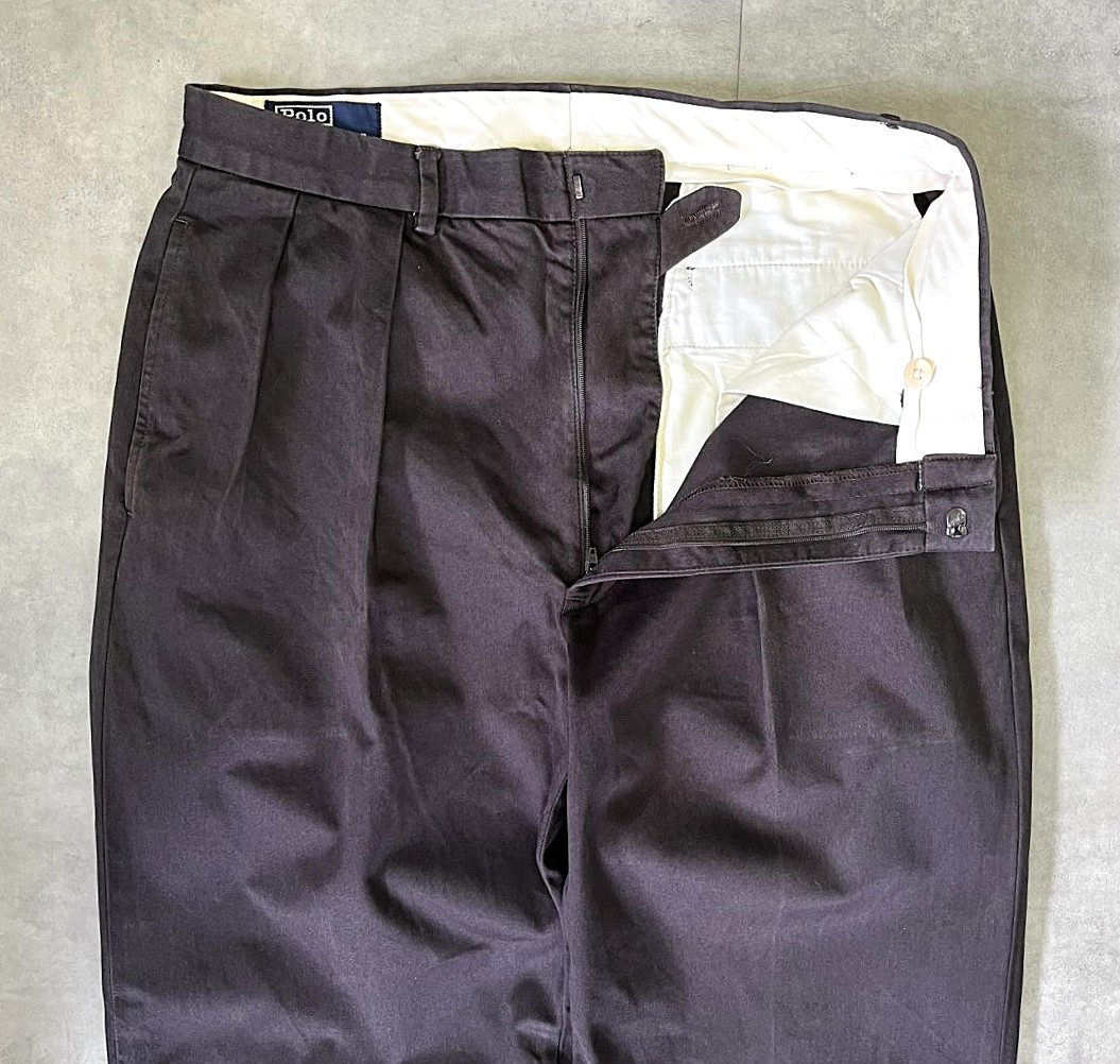 画像: 90'S RALPH LAUREN ツープリーツ チノパンツ ブラック W33L30 (VINTAGE)