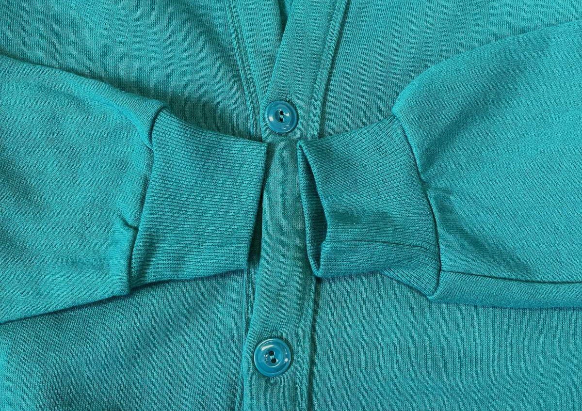 画像: 90'S JERZEES スウェット カーディガン 無地 グリーン (VINTAGE)