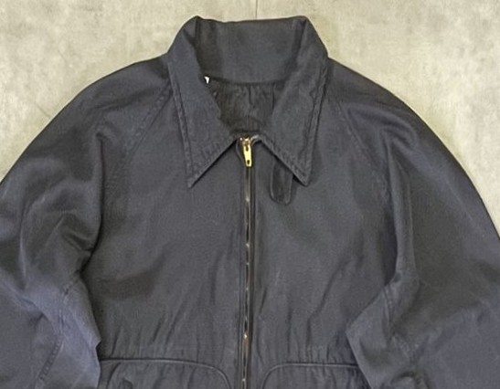 画像: 50'S UNKNOWN チンスト付き バックプリーツ ドリズラージャケット CONMATICジップ チャコール (VINTAGE)