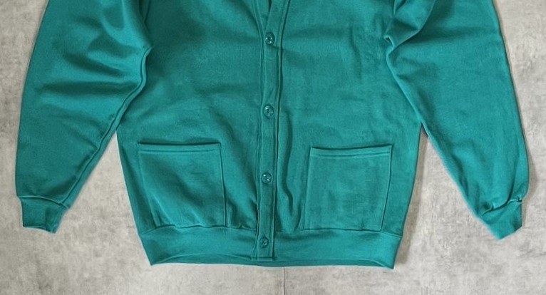 画像: 90'S JERZEES スウェット カーディガン 無地 グリーン (VINTAGE)
