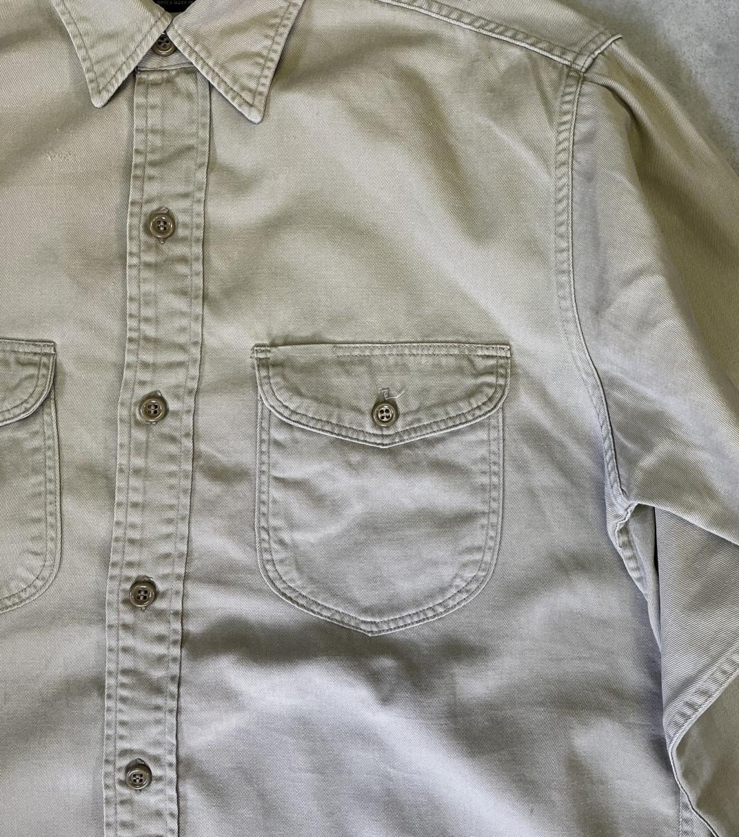 画像: 60'S LEE "CHETOPA" マチ付き 長袖 ワークシャツ ベージュ USA製 (VINTAGE)