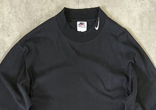 画像: 90'S NIKE 白タグ モックネック 長袖 Tシャツ ブラック USA製 (VINTAGE)