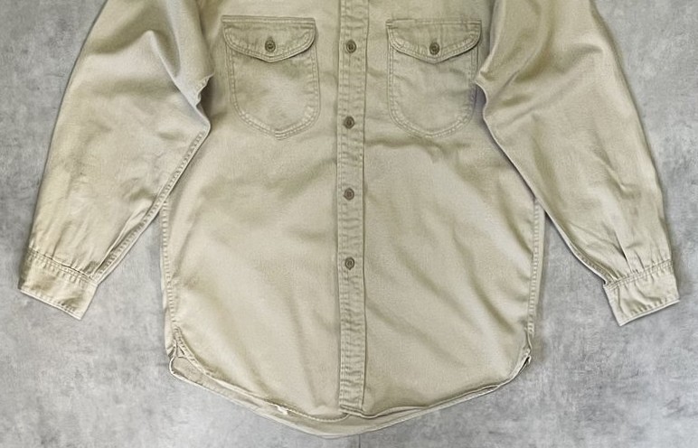 画像: 60'S LEE "CHETOPA" マチ付き 長袖 ワークシャツ ベージュ USA製 (VINTAGE)