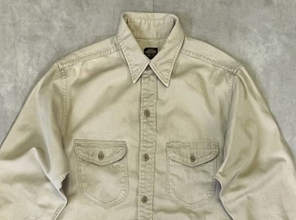画像: 60'S LEE "CHETOPA" マチ付き 長袖 ワークシャツ ベージュ USA製 (VINTAGE)